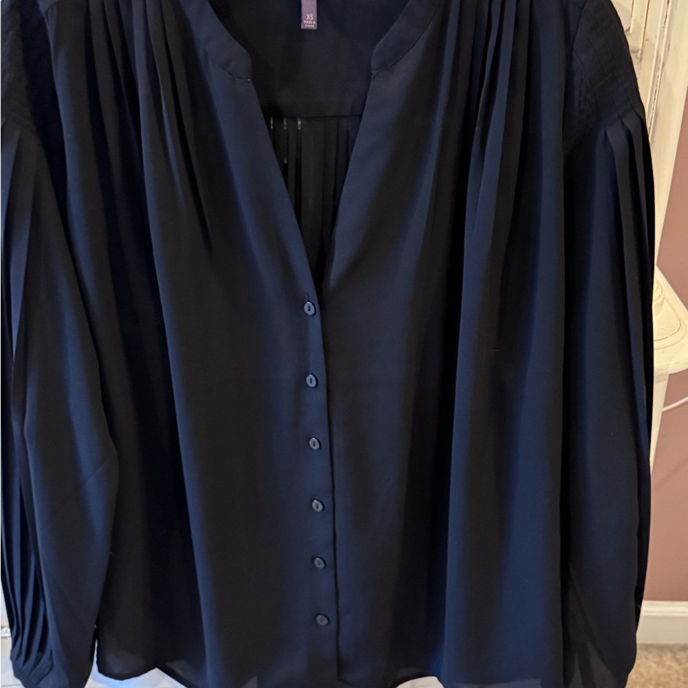 NYDJ Black Button-Up Blouse